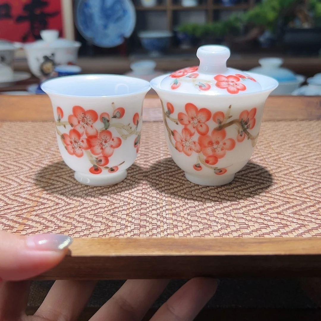 【闪购商品】手绘盖碗+杯。