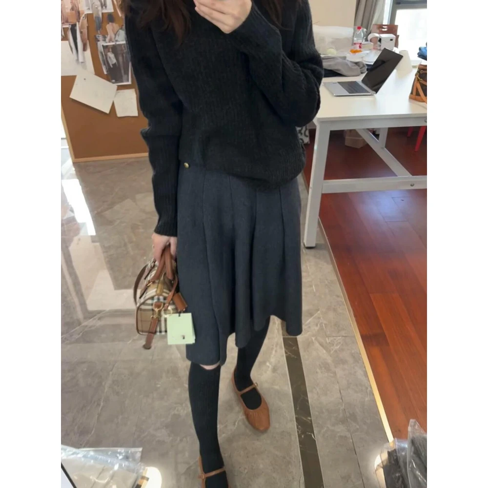 La Chapelle拉夏贝尔小个时髦感炸街灰色半身裙秋季新款灰色高级