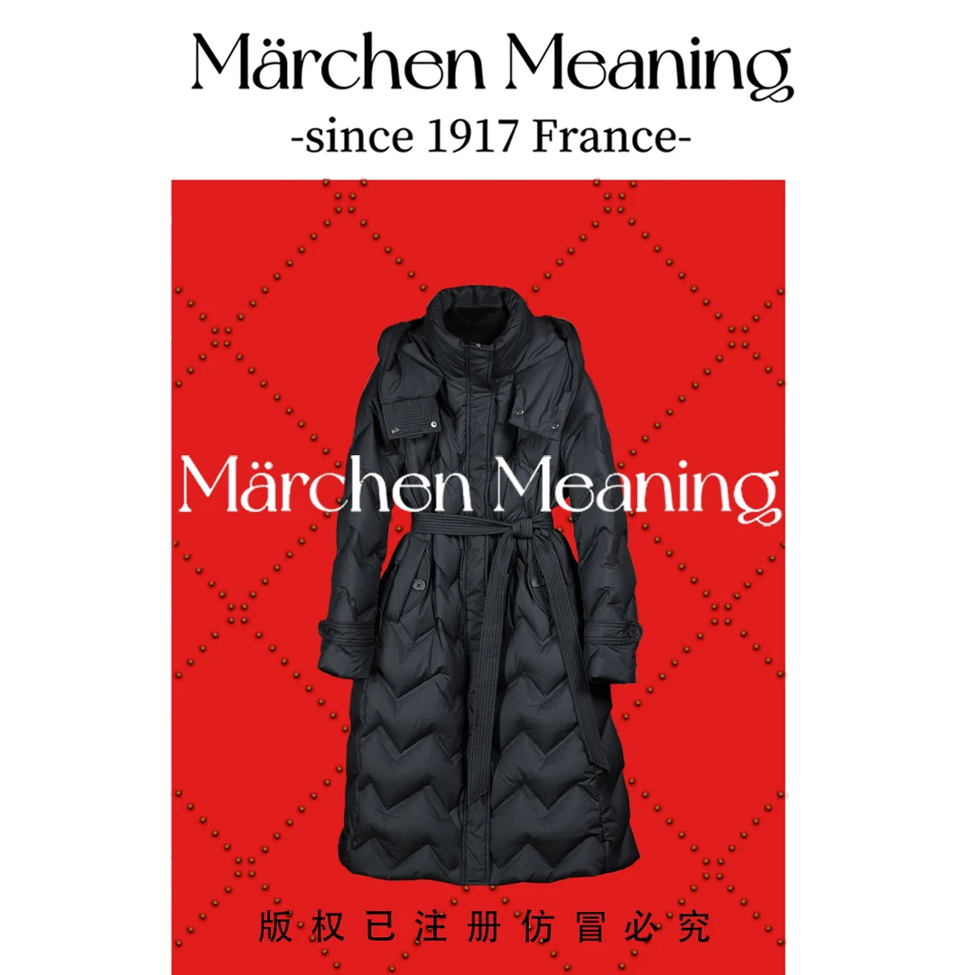 MärchenMeaning90白鸭绒黑色秋冬中长款气质轻奢设计师羽绒服阳哥