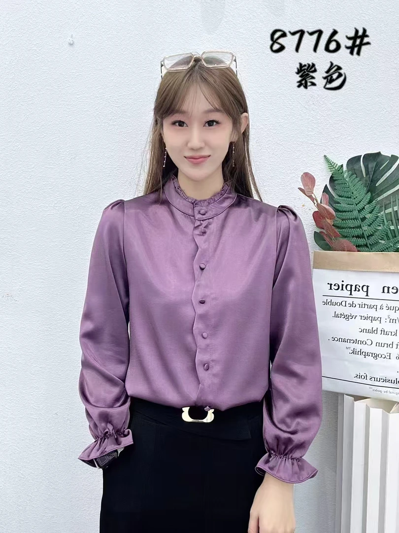 【仙仙女装】2025款宽松型长袖小衫春季衬衫气质时尚木耳领百搭修身