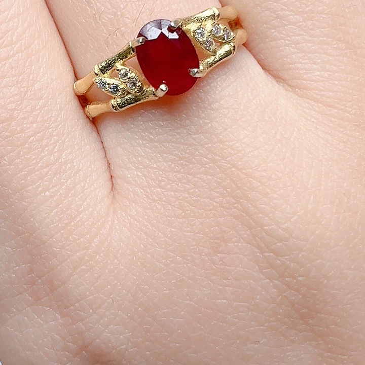 戒指红宝石银S925镶嵌