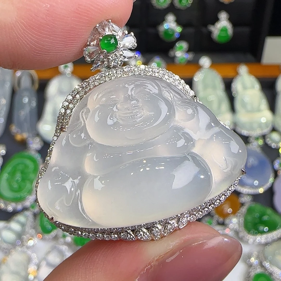 翡翠18K金镶嵌颈饰天然翡翠