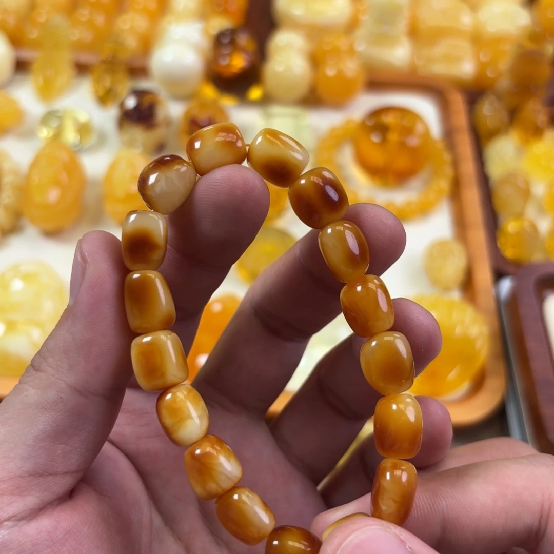 蜜蜡未镶嵌裸石手串