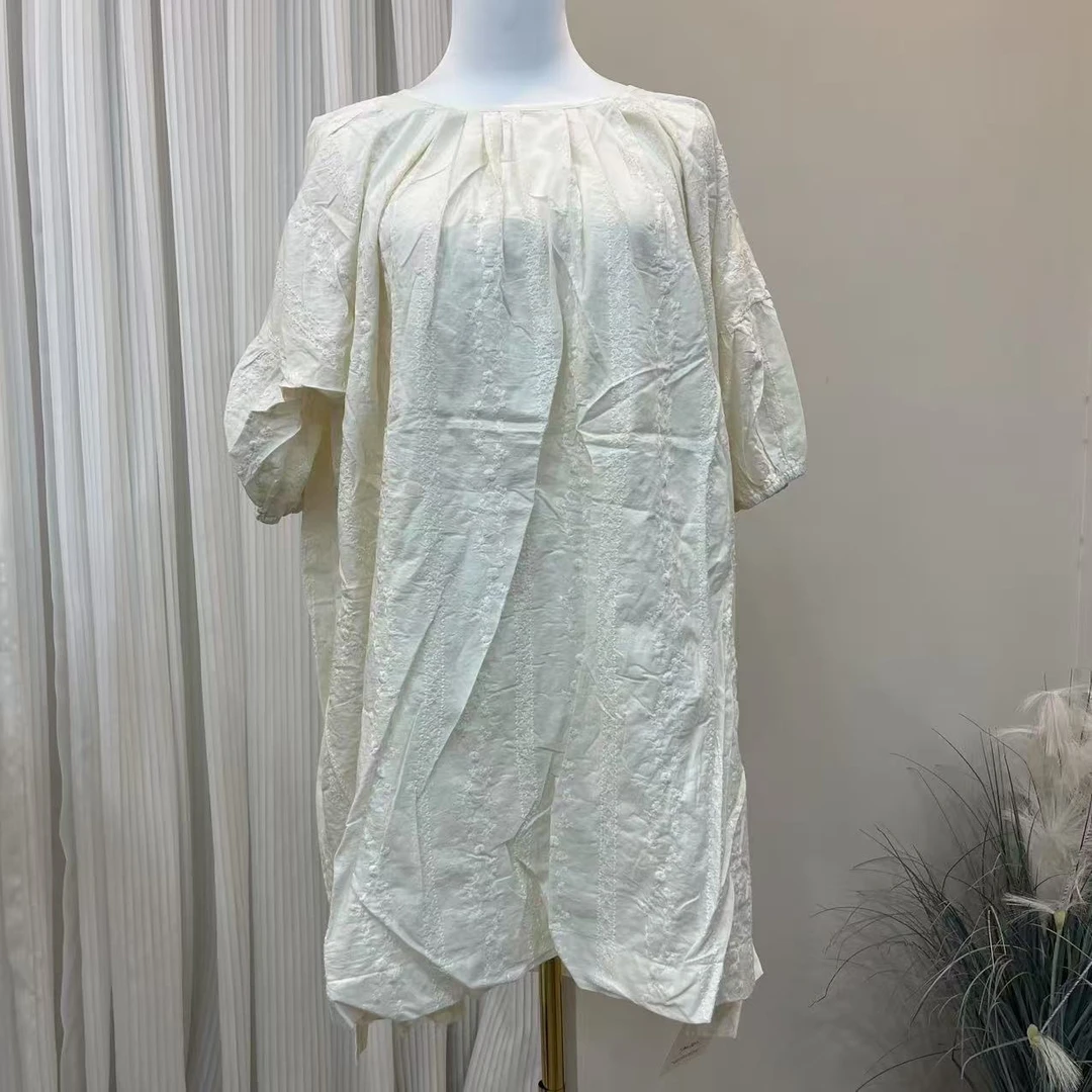 S8409挂脖式刺绣中式风百搭女士知性气质夏季裙子连衣裙