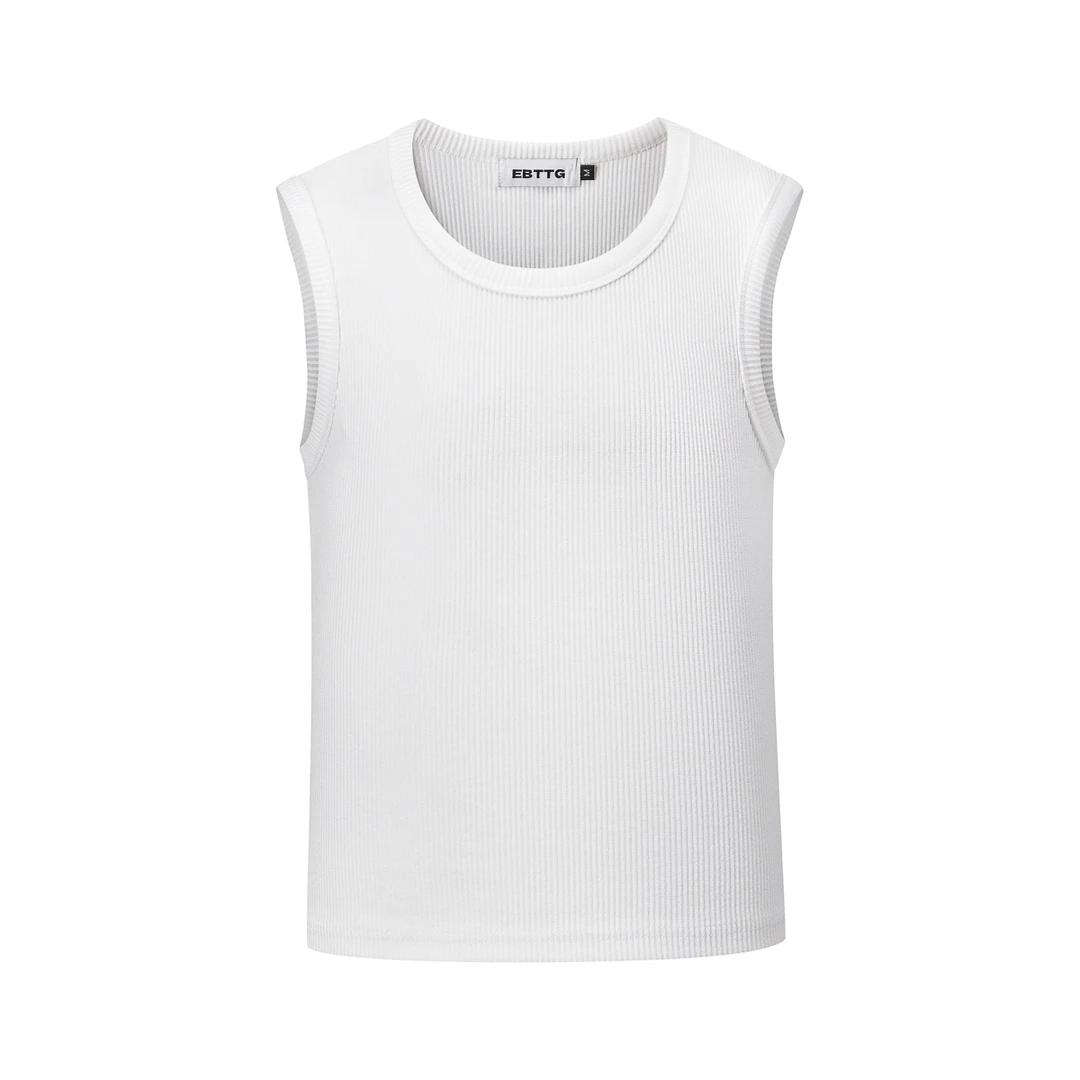 EBTTG「肌理感坑条」纯色弹力工字背心男夏季透气健身运动无袖t恤