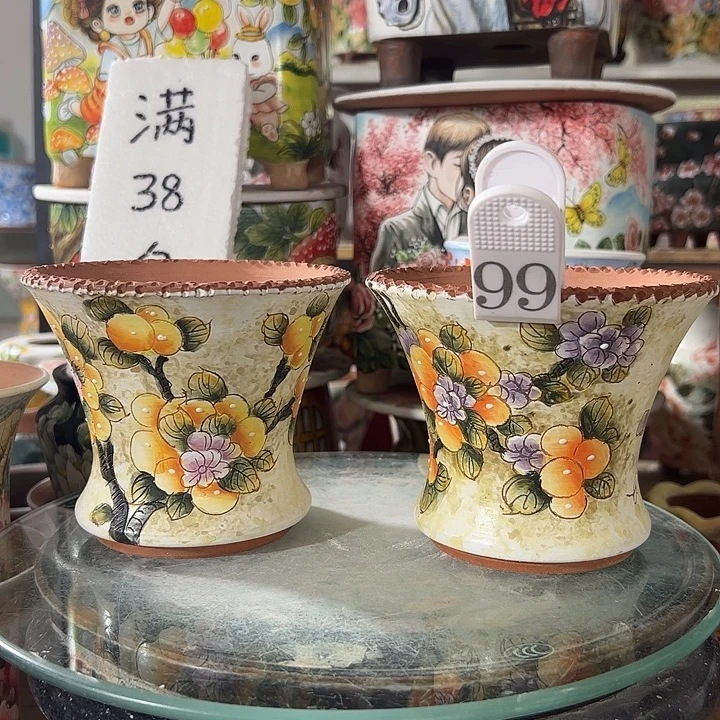 景德镇手绘花盆满38包邮