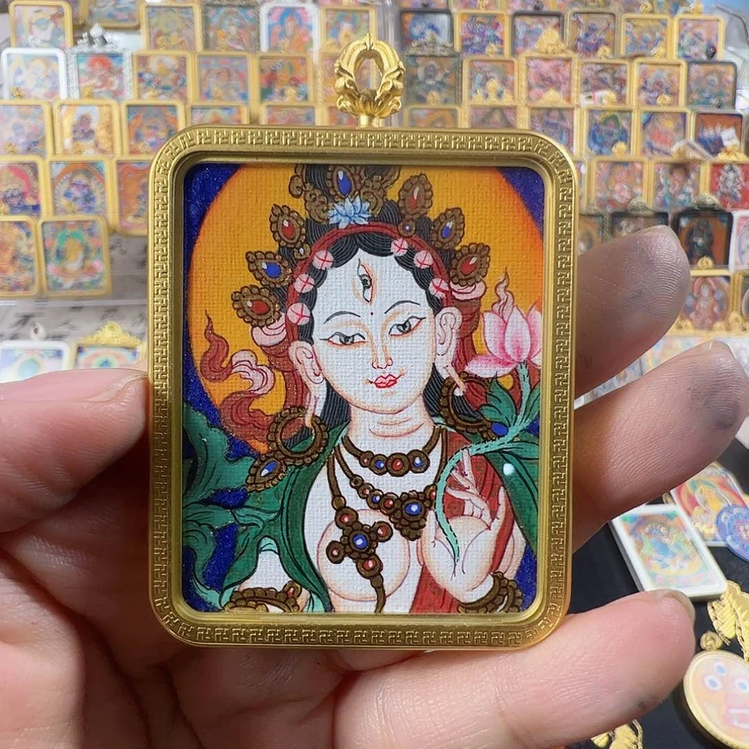 吊坠天***刀纯手绘唐卡白度母