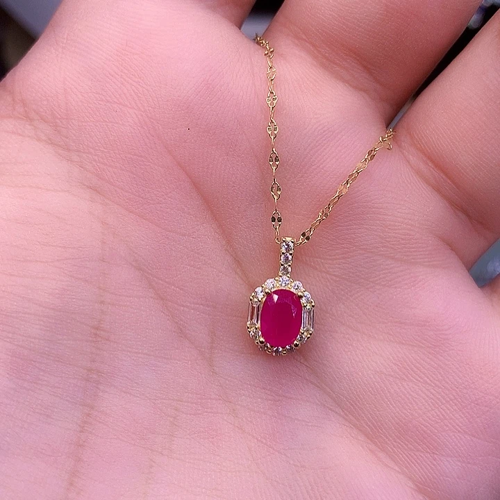 银S925镶嵌颈饰红宝石