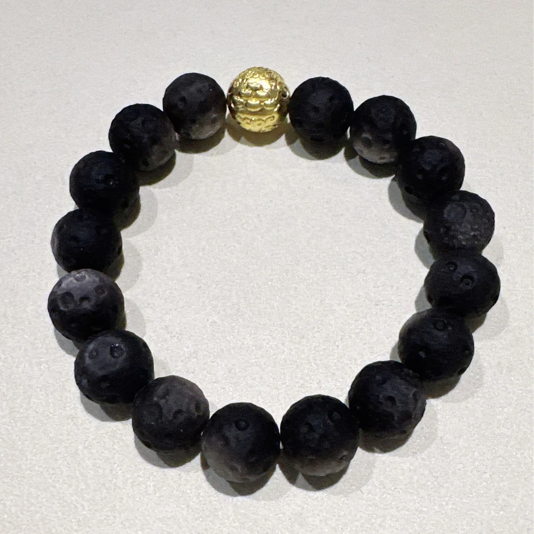 足金999银曜石12mm手串