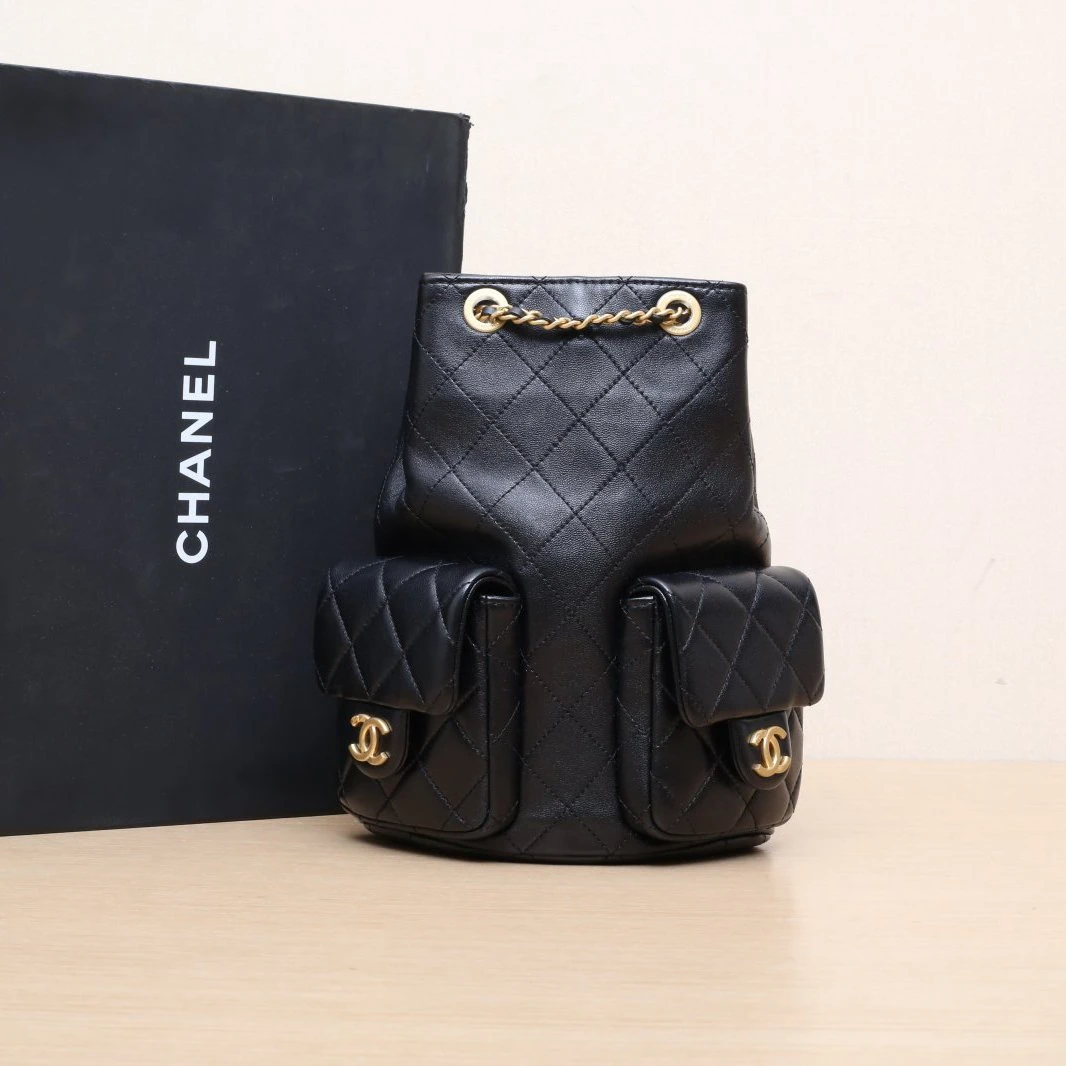 未使用 Chanel/香奈儿 小花6欢 25C新款青蛙包 皮革S 芯片 菱格纹