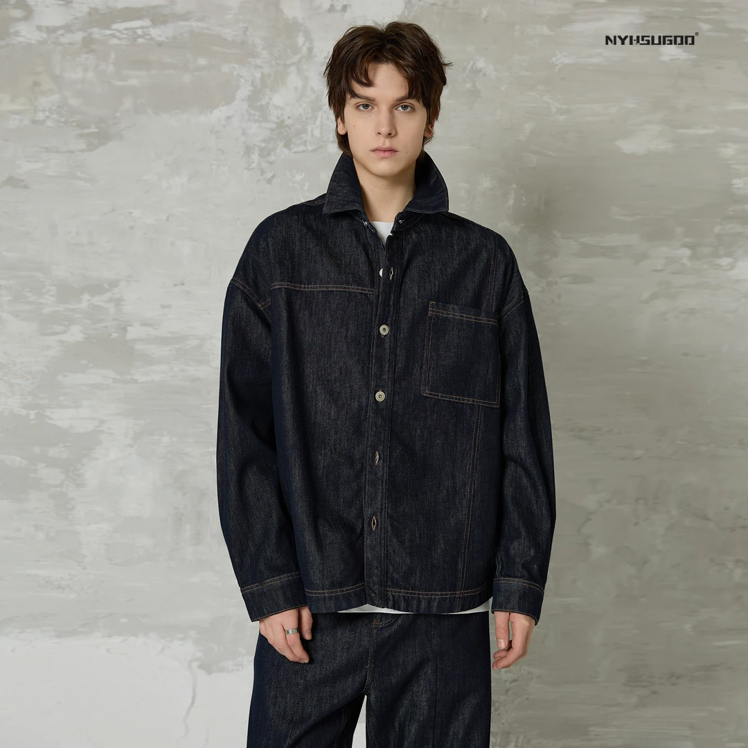 NYHSUGOO/南乙3459-3459-1春季致橡树新品复古牛仔衬衫丹宁牛仔裤