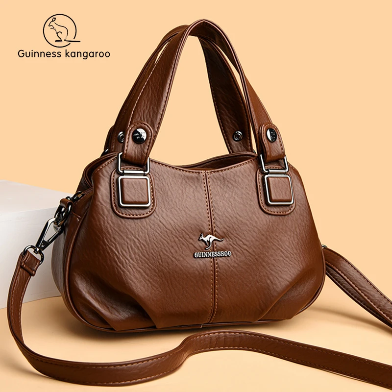 吉尼斯袋鼠包包女2025新款单肩斜挎手提包包软皮时尚百搭妈妈包