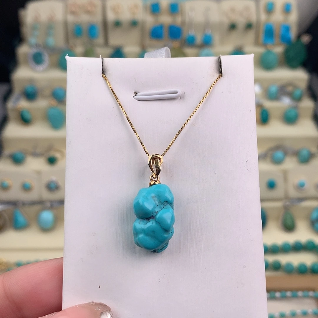 绿松石18K金镶嵌吊坠(不含链)