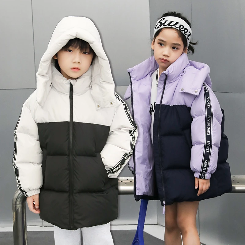 儿童羽绒服中长款冬季90绒男童羽绒服女童亲子装外套23085