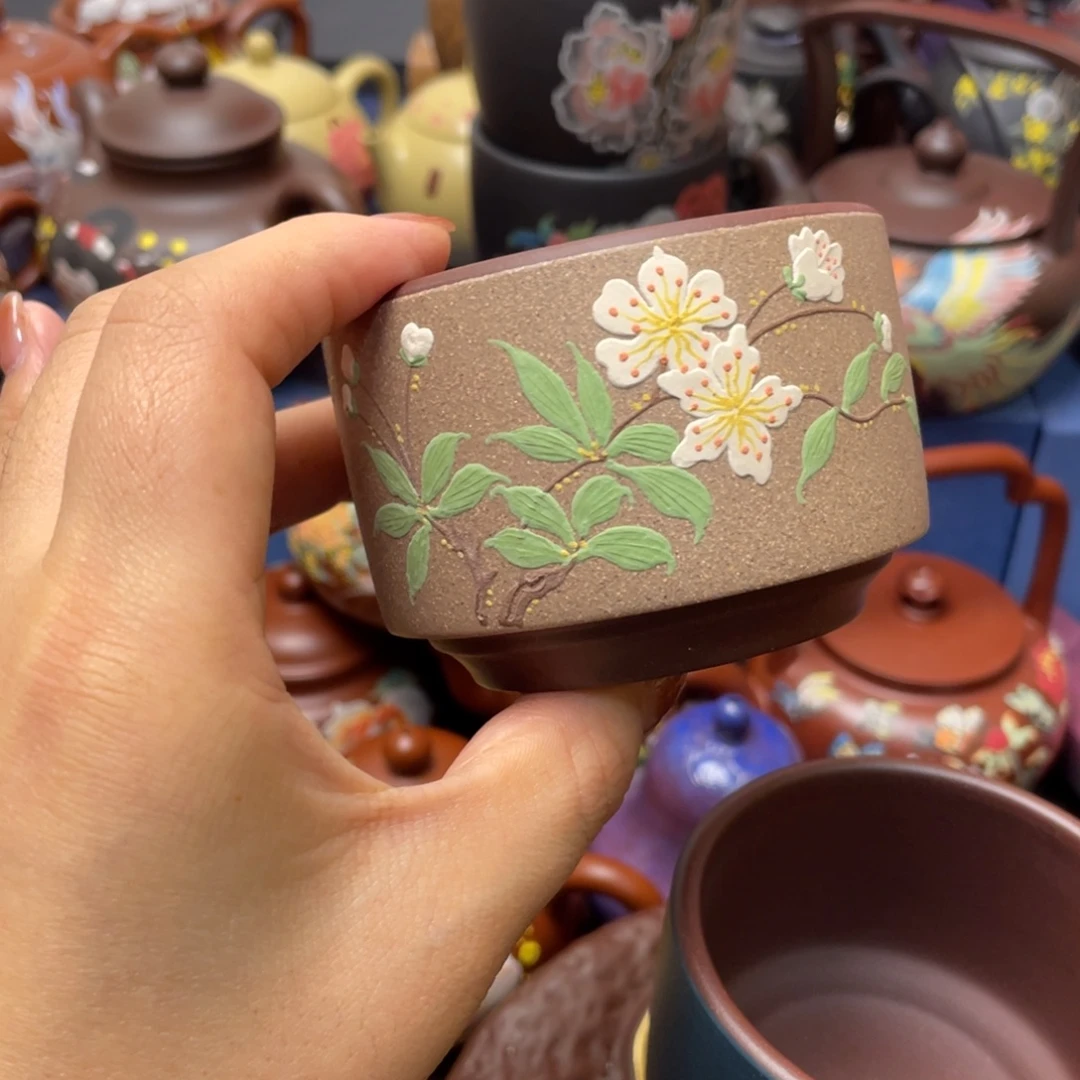 红泥茶杯紫砂主人杯130cc