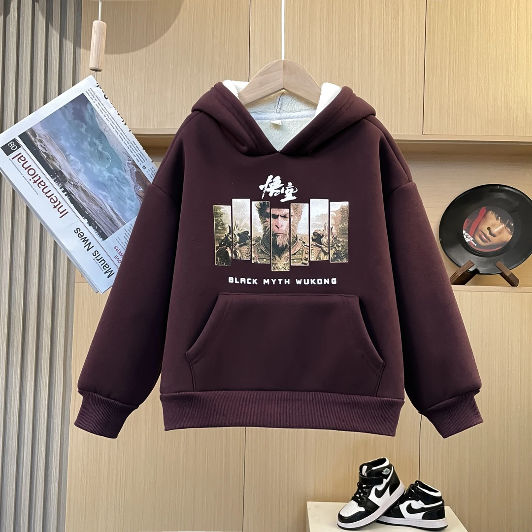 男童冬款休闲宽松童装中大童洋气衣服儿童小熊印花连帽卫衣LYJ032