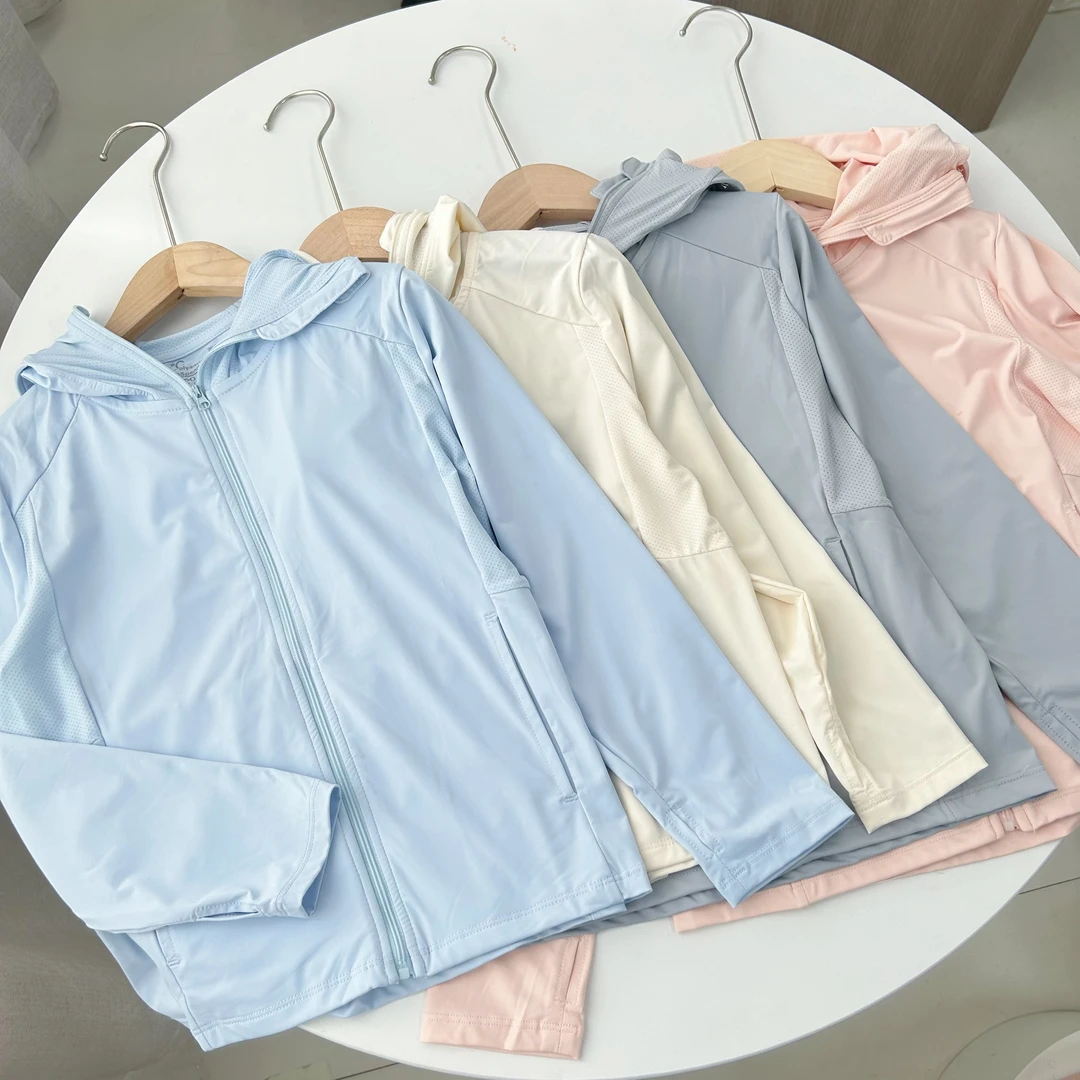 儿童夏季大帽檐侧拼网眼中大童连帽防晒外套 24103