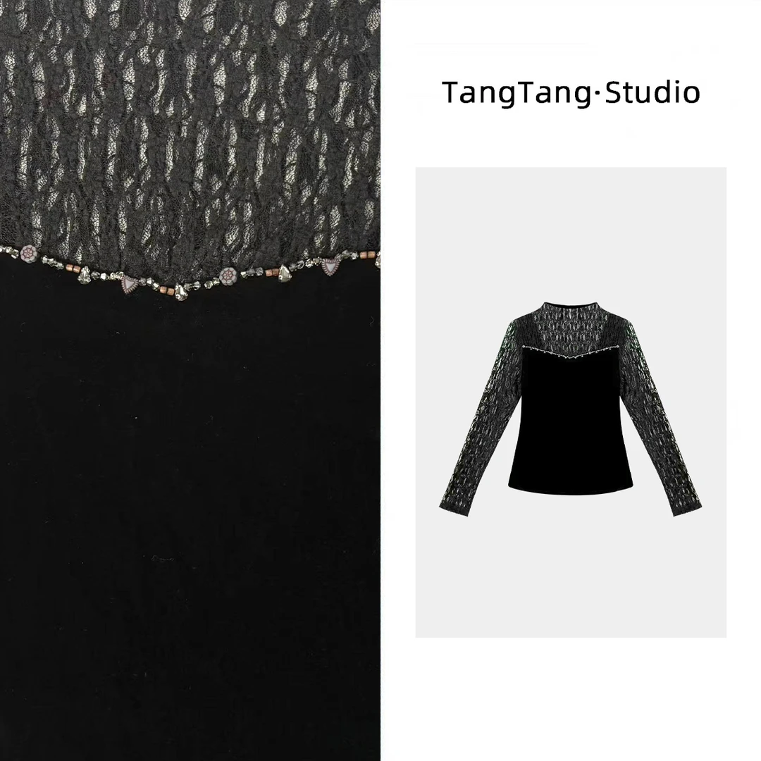 【TangTang·Studio】正反两穿蕾丝时尚气质显白显瘦打底上衣-259598