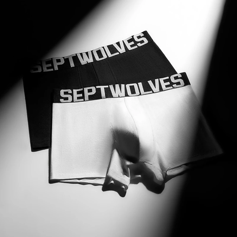 七匹狼时尚简约棉氨男士运动休闲平角裤透气宽松弹力抑菌7A200支