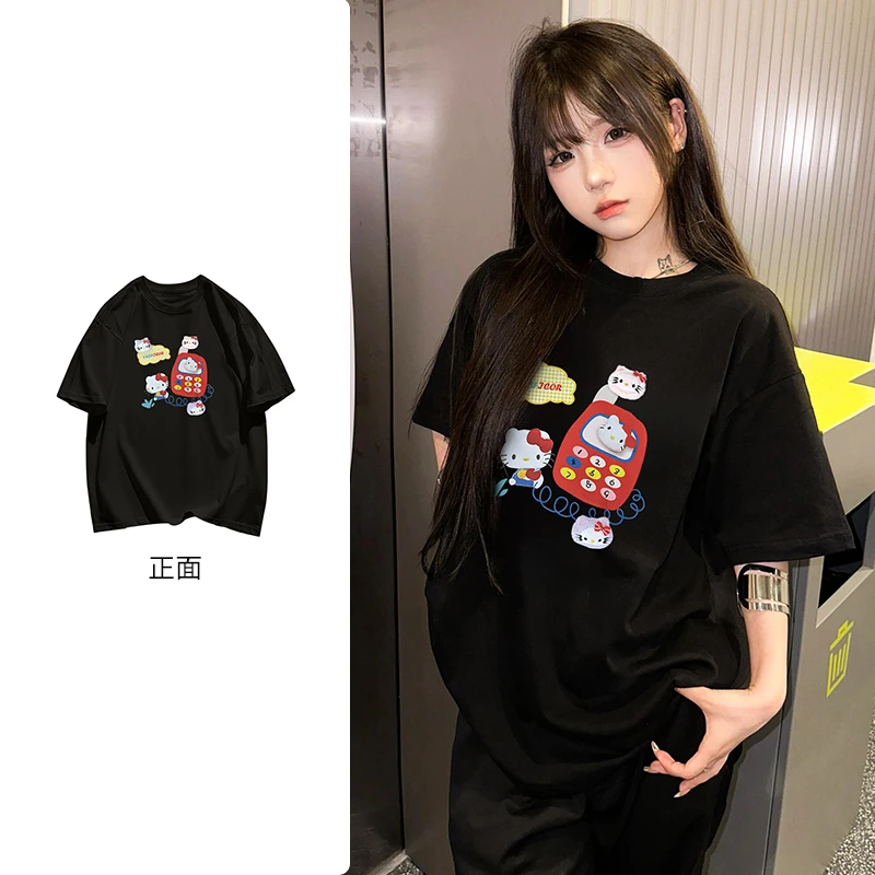 带实物公仔甜美可爱风卡通纯棉短袖T恤女夏季潮百搭圆领上衣#N628