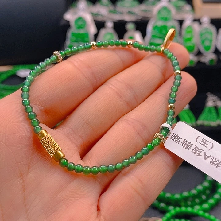 翡翠未镶嵌耳饰天然A货翡翠手链