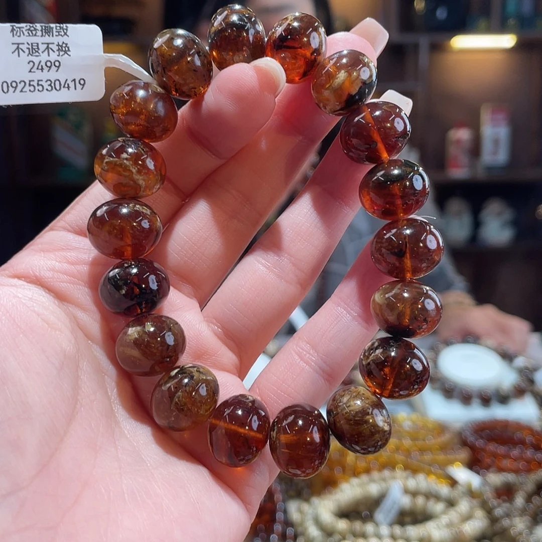 琥珀未镶嵌颈饰14m花