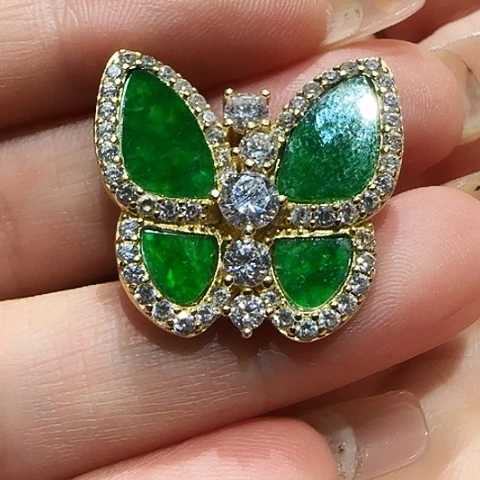 翡翠银S925镶嵌吊坠(不含链)