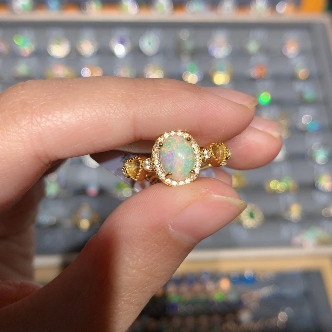 银S925镶嵌欧泊欧泊戒指y