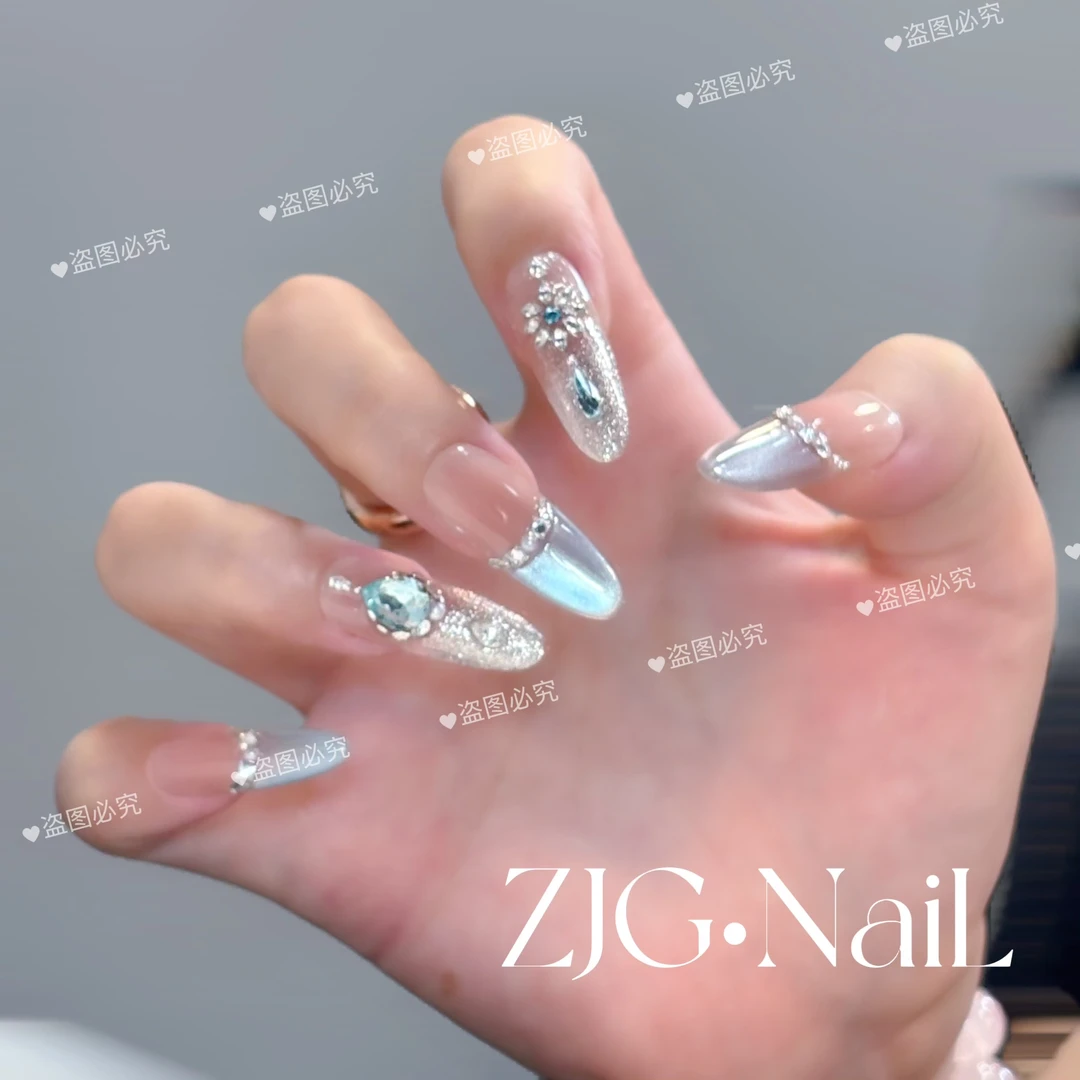 【赛里木湖】ZJG-猫眼款纯手工穿戴甲美甲-10片-反复佩戴（无收纳盒）