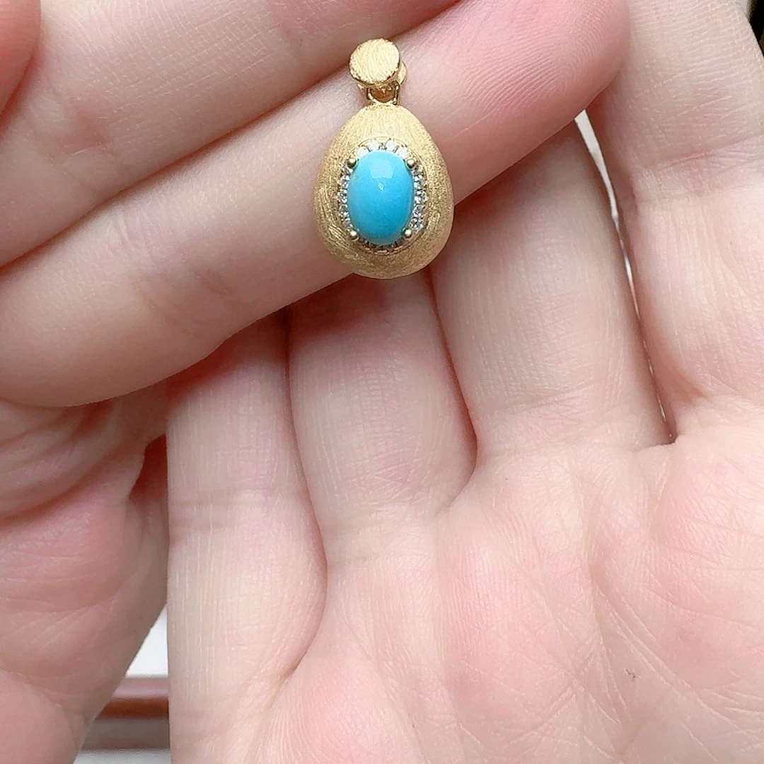 绿松石吊坠(不含链)银S925镶嵌