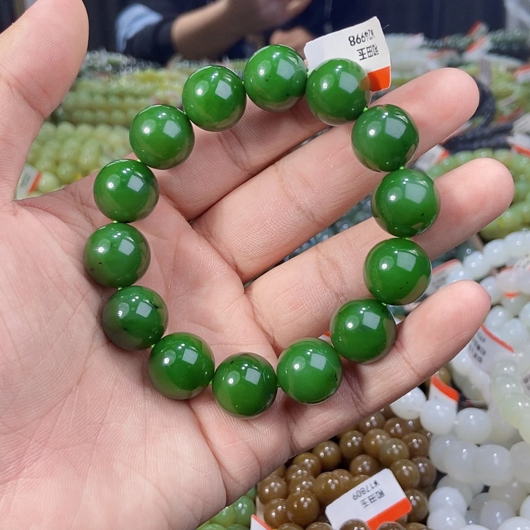 未镶嵌手串和田玉纯天然卡16碧玉俄罗斯3号矿手串多样性发一