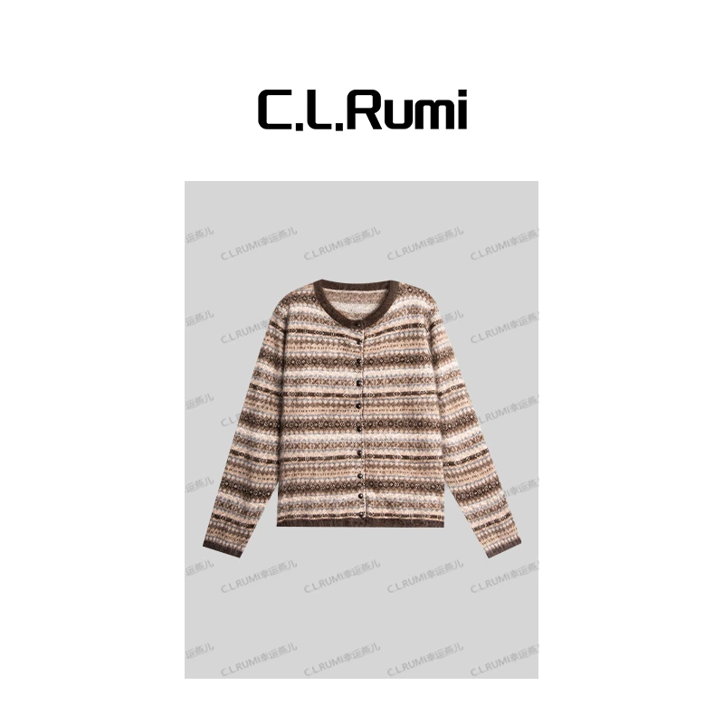 【Rumi精选】“冬日漫雪”高克重复古费尔岛拉绒山羊绒蚕丝开衫7352ks