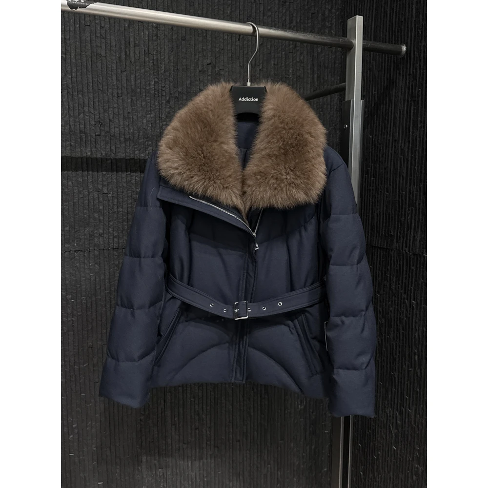 羽WB2302   大毛领中长款系带时尚加厚保暖羽绒服