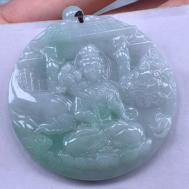 颈饰未镶嵌翡翠文殊菩萨吊坠