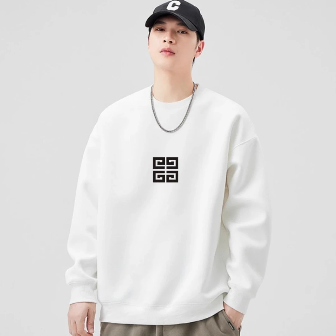 美式高街秋季印花圆领卫衣男2025长袖新款宽松情侣休闲男士打底衫