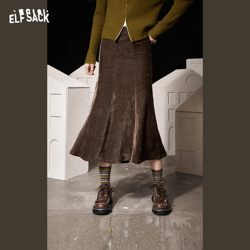 【粉丝专享】妖精的口袋美拉德a字丝绒半身裙女2025年冬季新款复