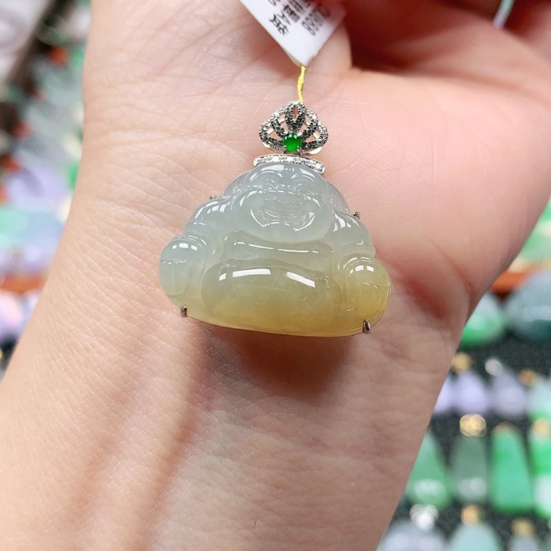 吊坠(不含链)18K金镶嵌翡翠