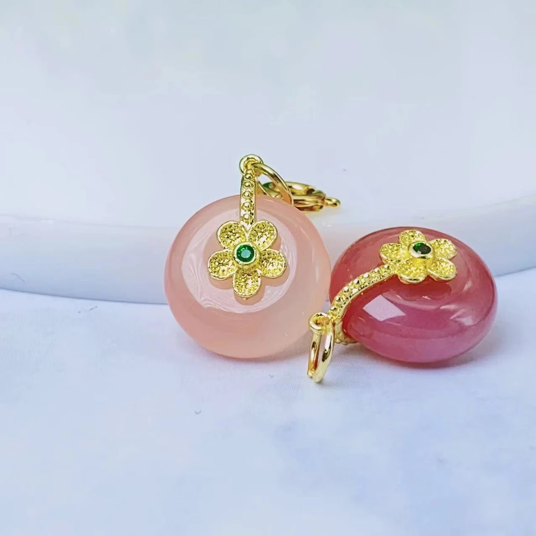 【萌宝饰品】 A77盐源玛瑙平安扣滴流DIY配饰百搭简约精美13*10mm。