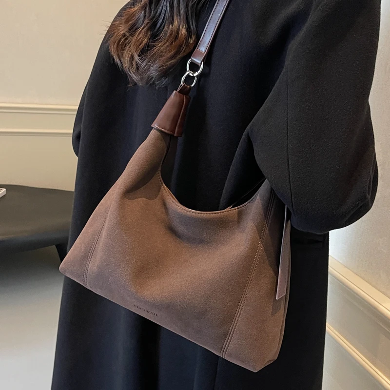 高级质感春夏时尚百搭大包包女2025新款麂皮绒腋下包大容量托特包