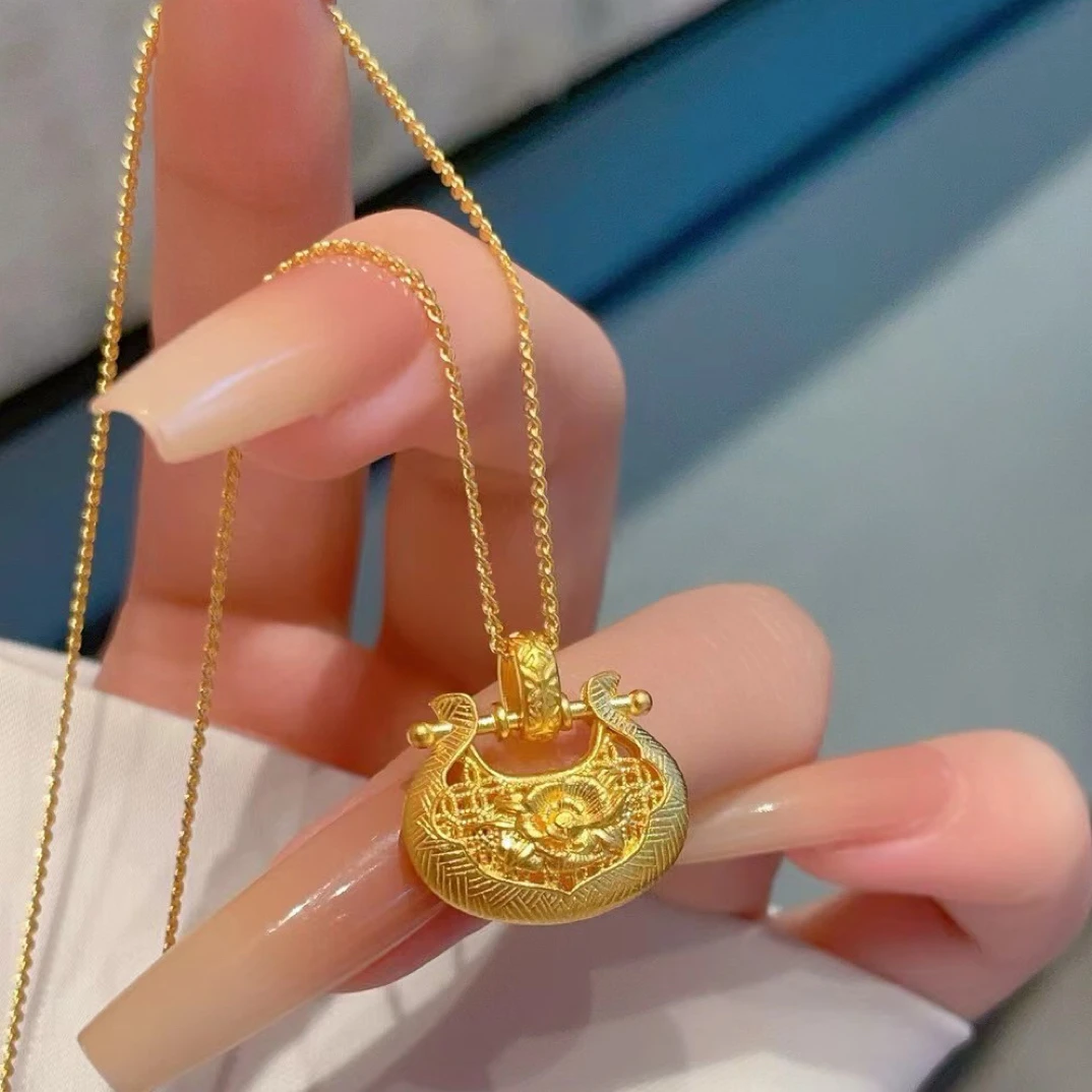 5G黄金足金999 新品足金锁包项链
