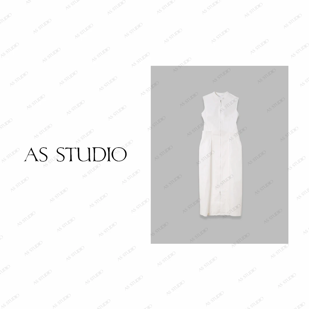 【AS插袋裙】25新立领风琴褶皱收腰拉链气质连衣裙AS25XLYQ00140