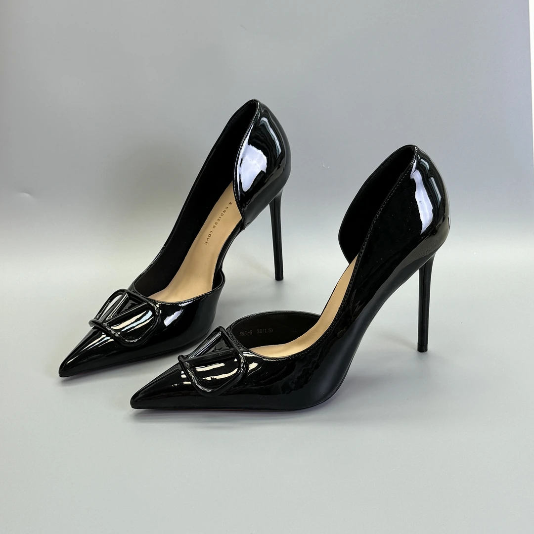 598-9黑色（9.5厘米）细跟高跟鞋