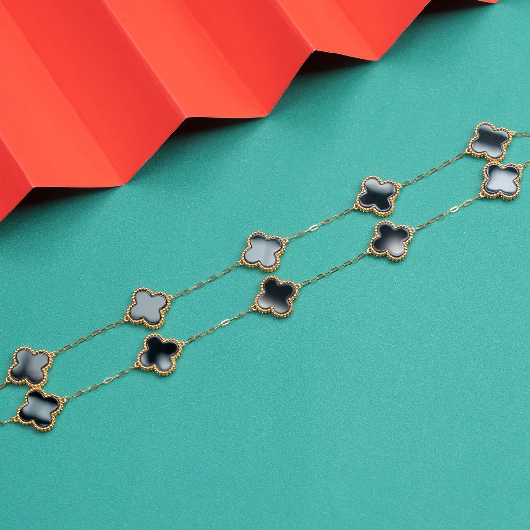 十花 黑十花项链 15mm 18k金镶嵌 典雅多色气质