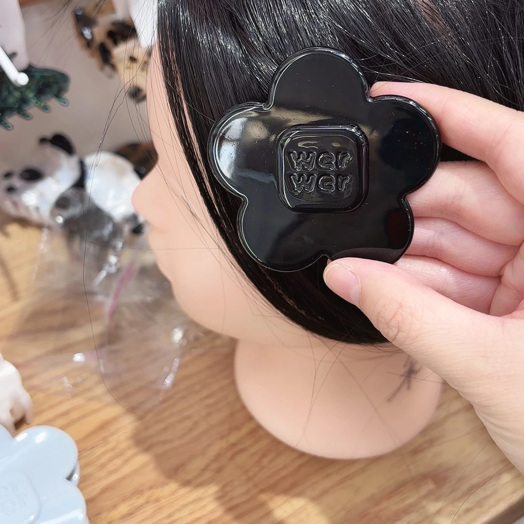 皮质铁合金大号花朵黑色