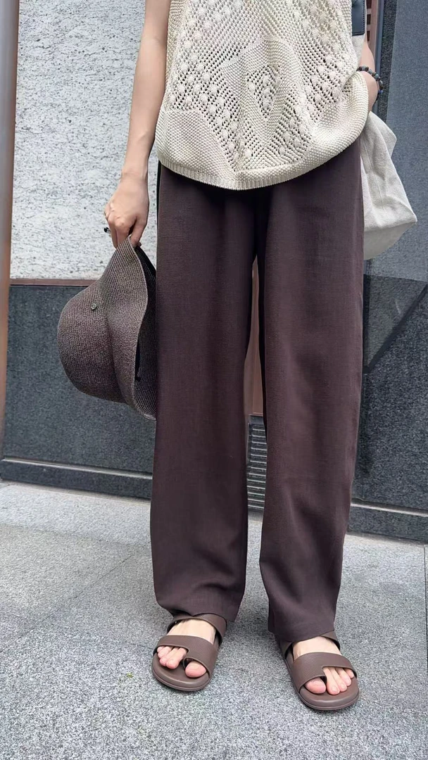 072 & RICE【日丽裤】苎麻+莱赛尔 夏季休闲橡筋腰长裤 32LK90