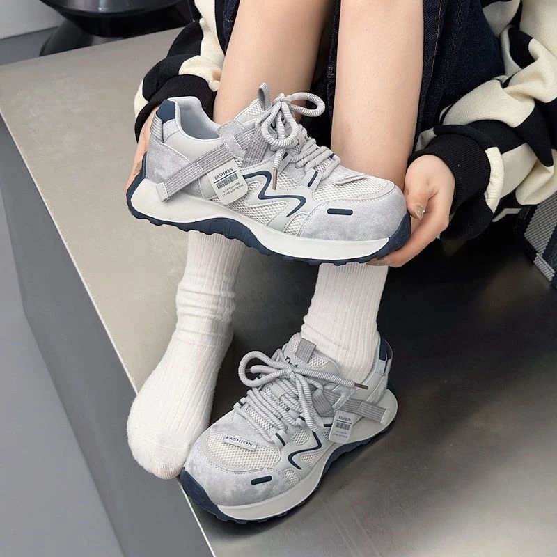 厚底增高老爹鞋女轻便真皮德训鞋2026春季新款鞋子休闲运动鞋女