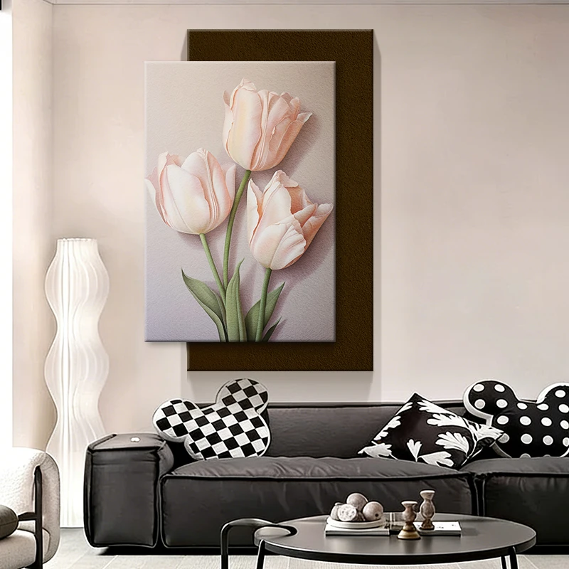 芙林达客厅装饰画郁金香现代简约沙发背景墙壁画砂岩灯画玄关挂画