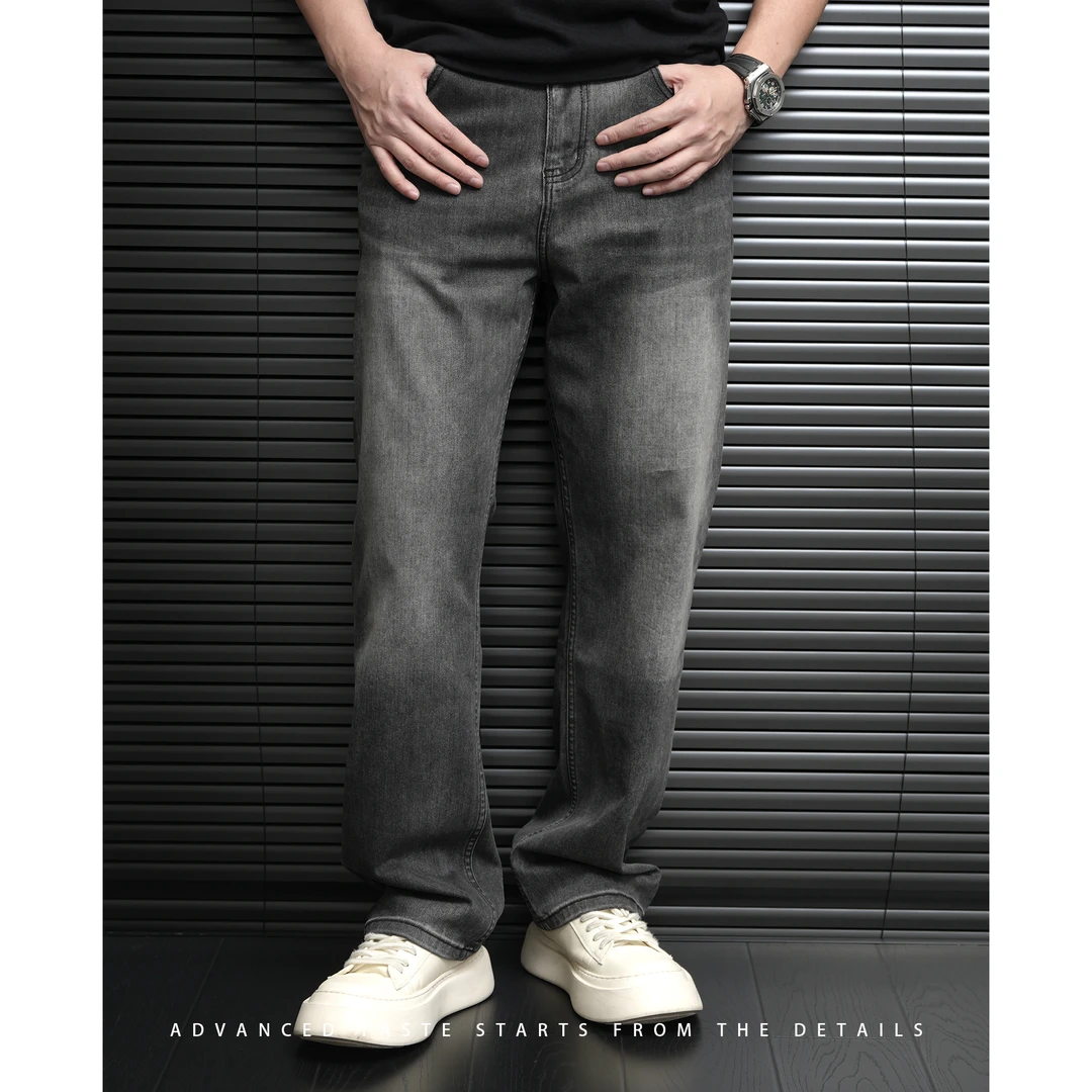 【大头叔叔·冰氧裤】春季水洗复古做旧简约休闲百搭黑直筒牛仔裤