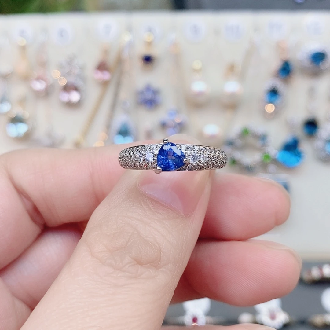 戒指银S925镶嵌蓝宝石