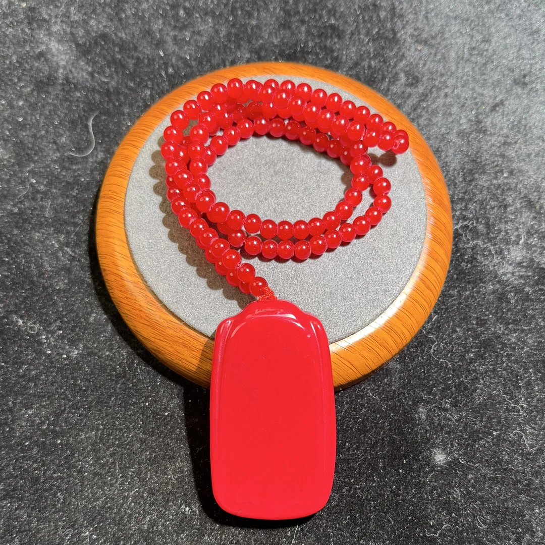 吊坠 红沁双面精品无事牌